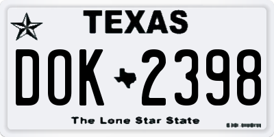 TX license plate DOK2398