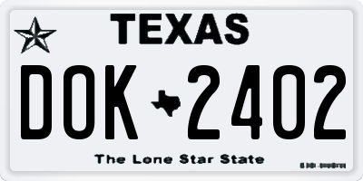 TX license plate DOK2402