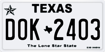 TX license plate DOK2403