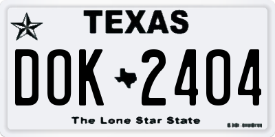 TX license plate DOK2404