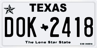 TX license plate DOK2418