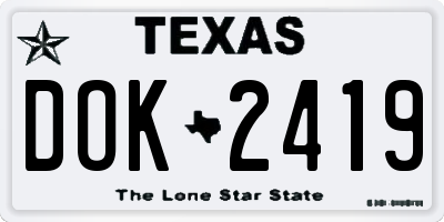 TX license plate DOK2419