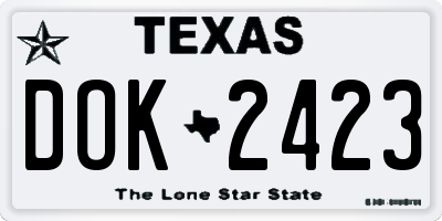 TX license plate DOK2423