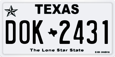 TX license plate DOK2431