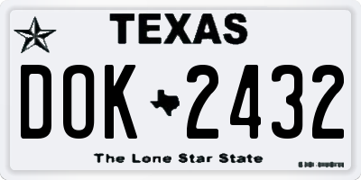 TX license plate DOK2432