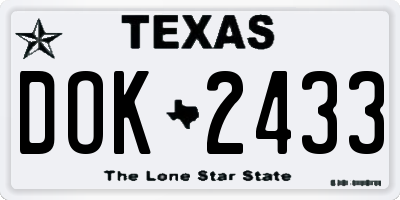 TX license plate DOK2433