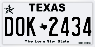 TX license plate DOK2434
