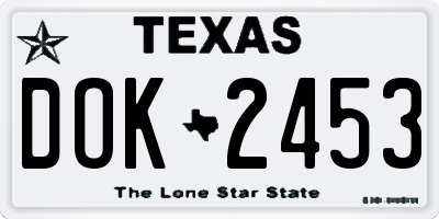 TX license plate DOK2453