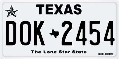 TX license plate DOK2454