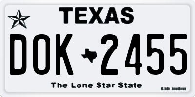 TX license plate DOK2455