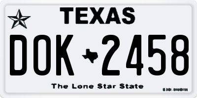 TX license plate DOK2458