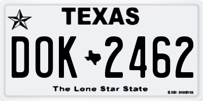 TX license plate DOK2462