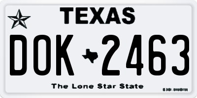 TX license plate DOK2463