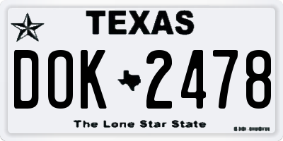 TX license plate DOK2478