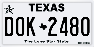 TX license plate DOK2480