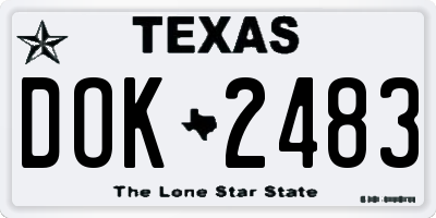 TX license plate DOK2483