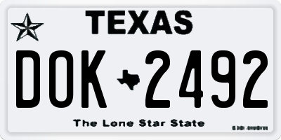 TX license plate DOK2492