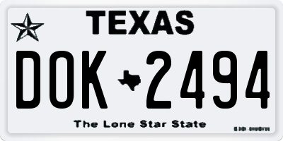 TX license plate DOK2494