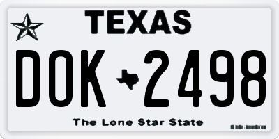 TX license plate DOK2498