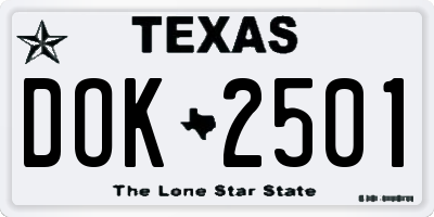 TX license plate DOK2501