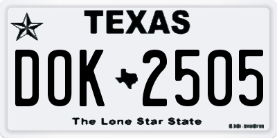 TX license plate DOK2505