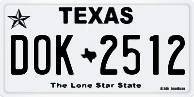 TX license plate DOK2512