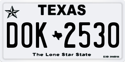 TX license plate DOK2530