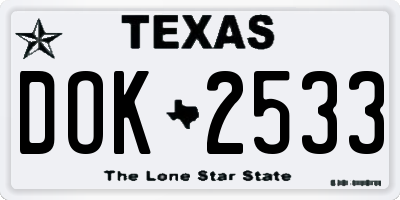 TX license plate DOK2533