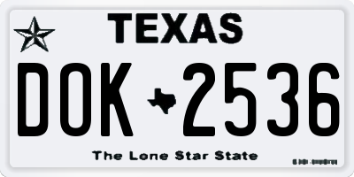 TX license plate DOK2536