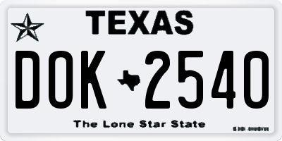 TX license plate DOK2540