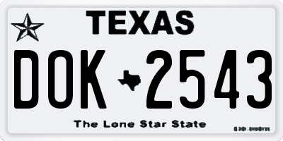 TX license plate DOK2543