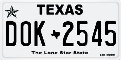 TX license plate DOK2545