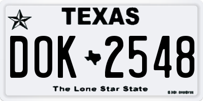 TX license plate DOK2548