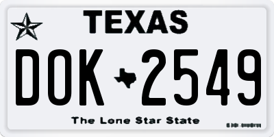 TX license plate DOK2549