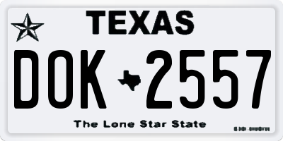 TX license plate DOK2557