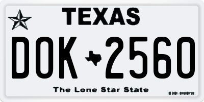 TX license plate DOK2560