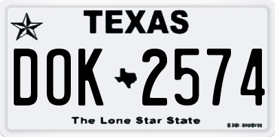 TX license plate DOK2574