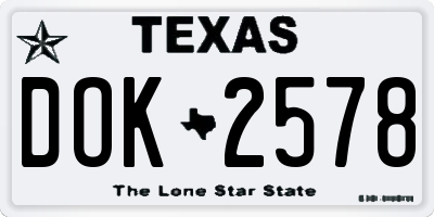 TX license plate DOK2578