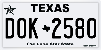 TX license plate DOK2580