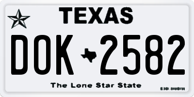 TX license plate DOK2582