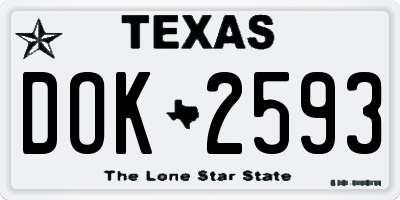 TX license plate DOK2593