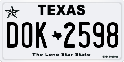 TX license plate DOK2598
