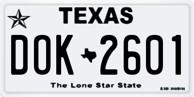 TX license plate DOK2601