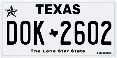 TX license plate DOK2602