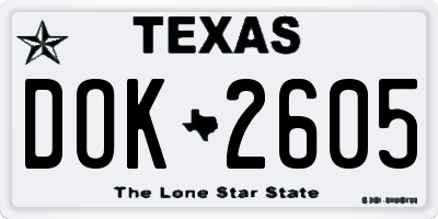 TX license plate DOK2605