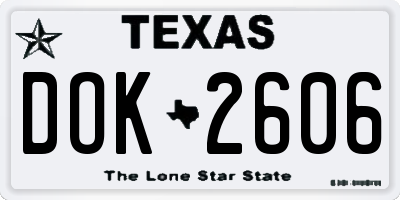 TX license plate DOK2606