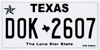 TX license plate DOK2607