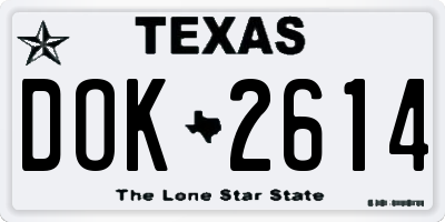 TX license plate DOK2614