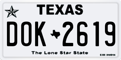 TX license plate DOK2619