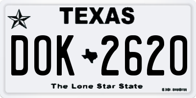 TX license plate DOK2620